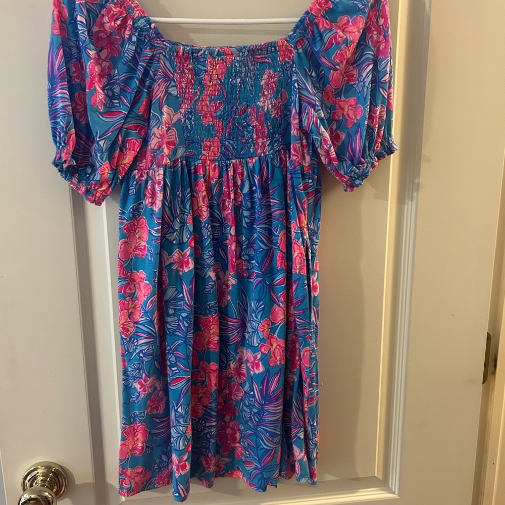 Lilly Pulitzer Pink and Blue Smocked Sundress